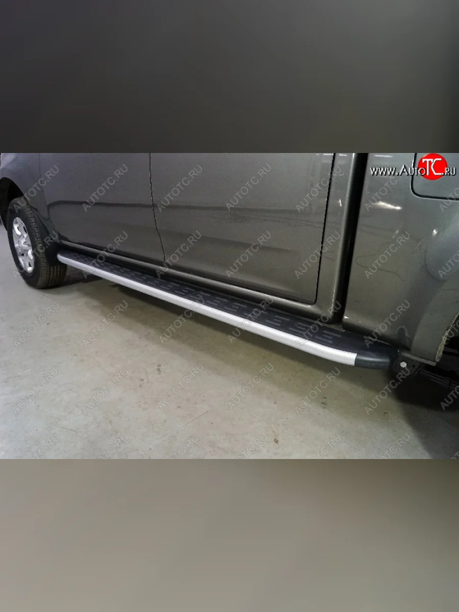 Пороги алюминиевые с пластиковой накладкой, ТСС Тюнинг Great Wall Wingle 7 пикап (2018-2023) (карбон серебро)  в Керчи Республика Крым