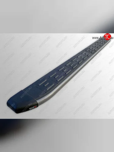 Пороги алюминиевые с пластиковой накладкой, ТСС Тюнинг (карбон серые) Nissan Qashqai 2 J11 дорестайлинг (2013-2019)