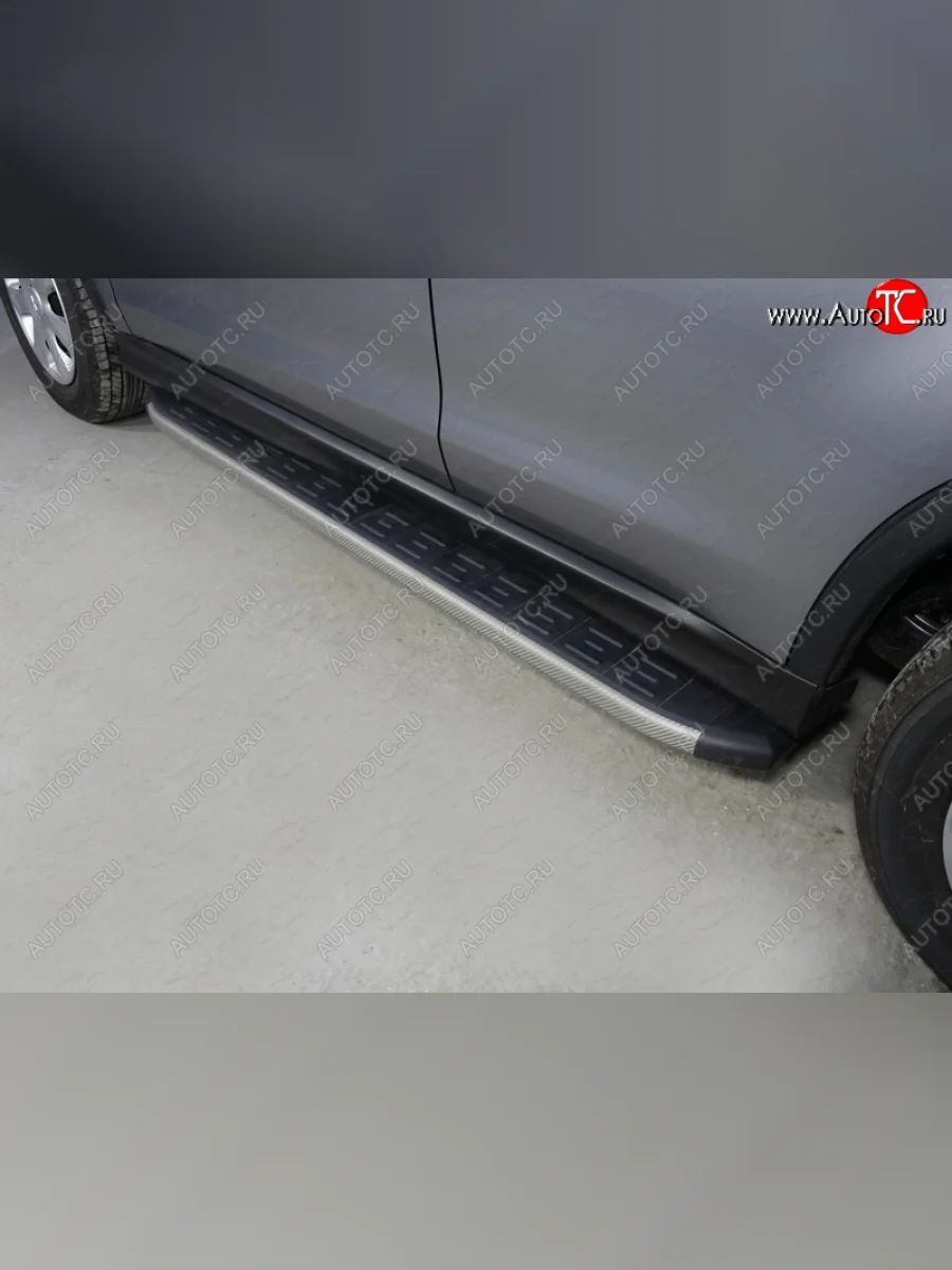 Пороги алюминиевые с пластиковой накладкой, ТСС Тюнинг Mitsubishi ASX 2-ой рестайлинг (2017-2020) (карбон)  в Самаре Самарской области