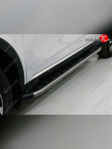 Пороги алюминиевые с пластиковой накладкой, ТСС Тюнинг (карбон серые) Renault Arkana (2019-2025)