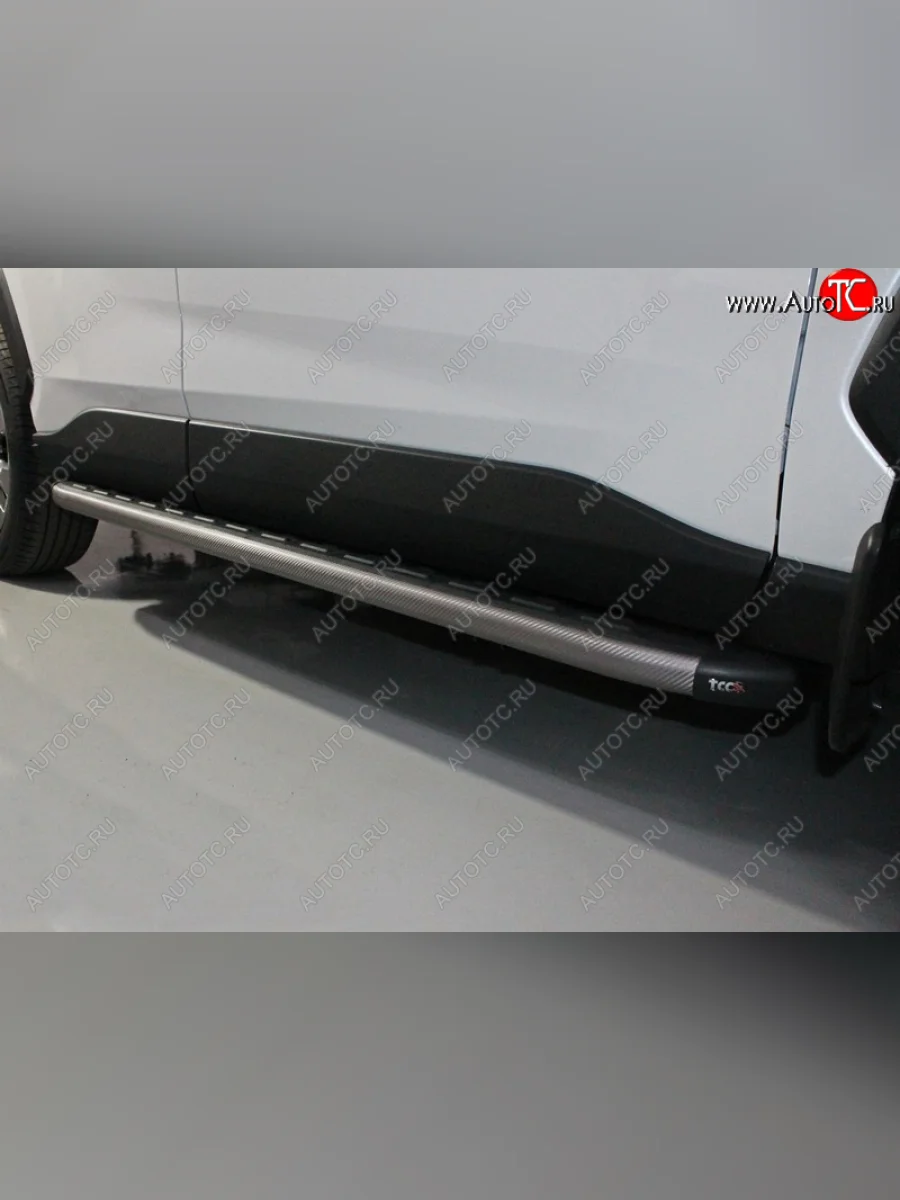 Пороги алюминиевые с пластиковой накладкой, ТСС Тюнинг Toyota RAV4 XA50 5 дв. дорестайлинг (2018-2025) (карбон серые)  в Керчи Республика Крым