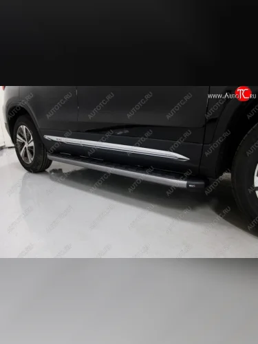 Пороги алюминиевые с пластиковой накладкой, ТСС Тюнинг (карбон серые) Changan CS75 1-ый рестайлинг (2018-2022)