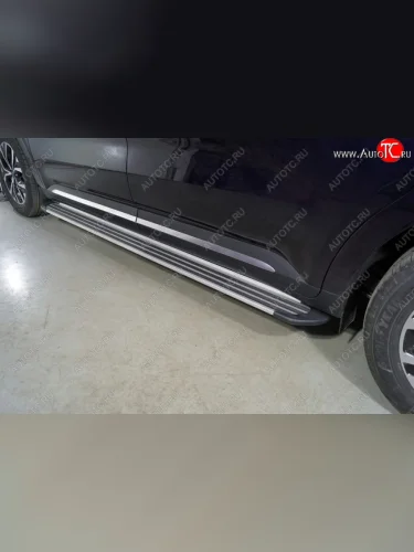 Пороги алюминиевые Slim Line ТСС Тюнинг (Silver) KIA Carnival KA4 минивэн дорестайлинг (2020-2023)