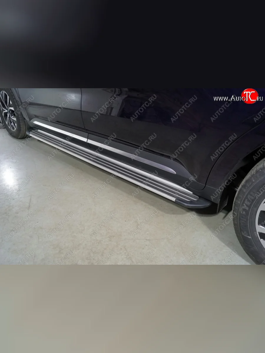 Пороги алюминиевые Slim Line ТСС Тюнинг KIA Carnival KA4 минивэн дорестайлинг (2020-2023) (Silver)  с доставкой в г. Керчь