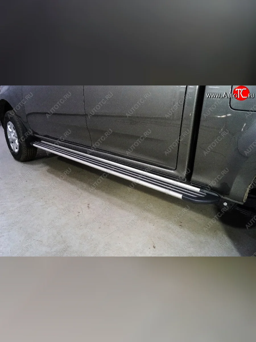 Пороги алюминиевые Slim Line ТСС Тюнинг Great Wall Wingle 7 пикап (2018-2023) (Silver)  в Перми Пермском крае
