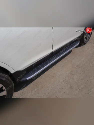 Пороги алюминиевые с пластиковой накладкой, ТСС Тюнинг (карбон серые) Subaru Outback BS/B15 дорестайлинг универсал (2014-2018)