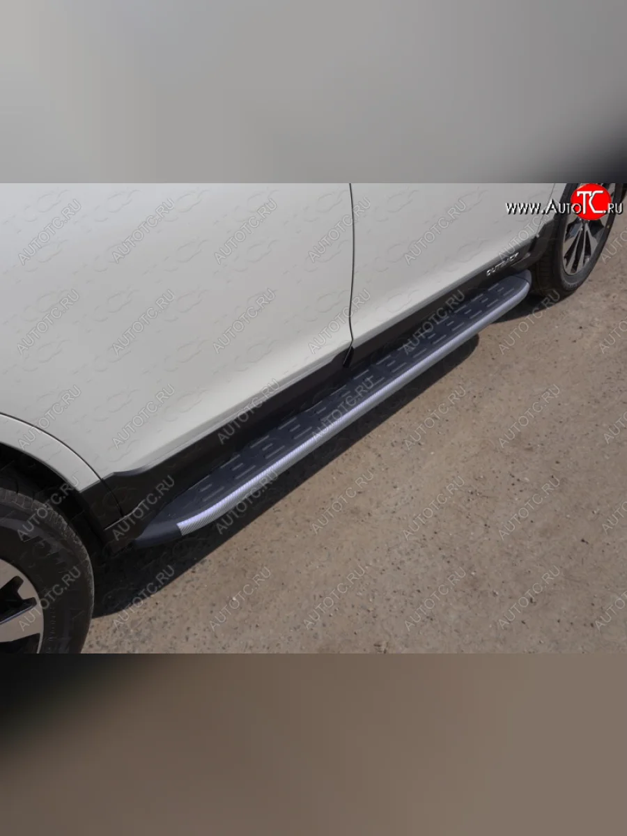 Пороги алюминиевые с пластиковой накладкой, ТСС Тюнинг Subaru Outback BS/B15 дорестайлинг универсал (2014-2018) (карбон серые)  в Перми Пермском крае