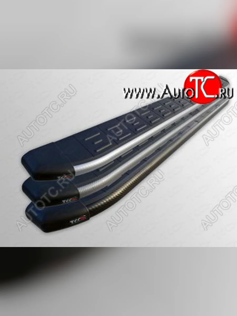 Пороги алюминиевые с пластиковой накладкой ТСС Тюнинг Toyota Highlander XU50 дорестайлинг (2013-2017) (карбон серые)  в Самаре Самарской области