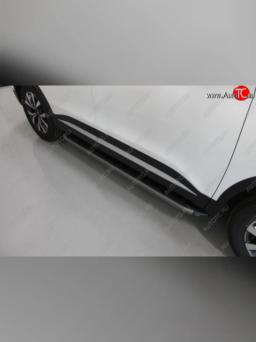 Пороги алюминиевые с пластиковой накладкой ТСС Тюнинг Chery Tiggo 7 PRO (2019-2025) (карбон серые)  в Самаре Самарской области