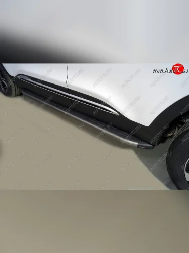 Пороги алюминиевые с пластиковой накладкой ТСС Тюнинг (карбон серые) Chery Tiggo 4 Pro (2021-2025)