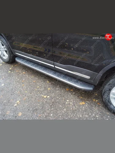 Пороги алюминиевые с пластиковой накладкой ТСС Тюнинг (карбон серые) Geely Atlas NL3 (2016-2022)