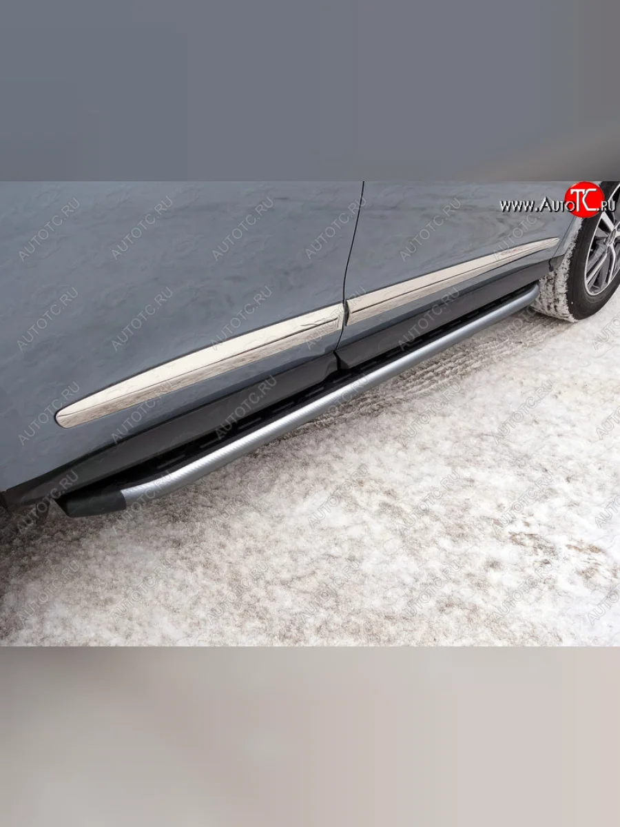 Пороги алюминиевые с пластиковой накладкой ТСС Тюнинг INFINITI QX60 L50 рестайлинг (2016-2021) (карбон серые)  в Керчи Республика Крым