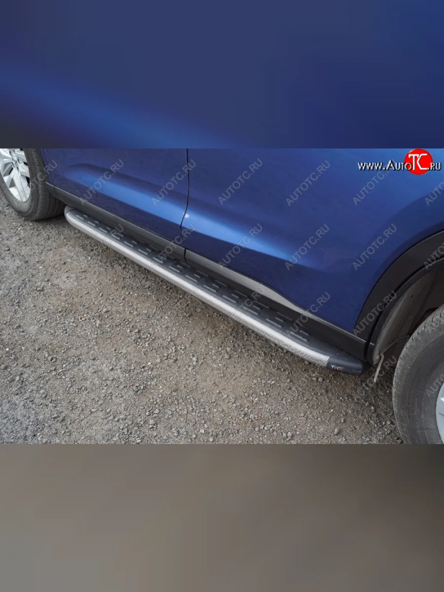 Пороги алюминиевые с пластиковой накладкой ТСС Тюнинг GAC GS5 (2018-2025) (карбон серые)  в Керчи Республика Крым