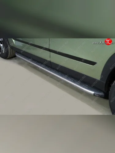 Пороги алюминиевые с пластиковой накладкой ТСС Тюнинг (карбон серые) JAECOO J7 (2023-2025)