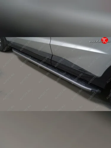 Пороги алюминиевые с пластиковой накладкой ТСС Тюнинг (карбон серые) Jetour X70 Plus (2023-2025)