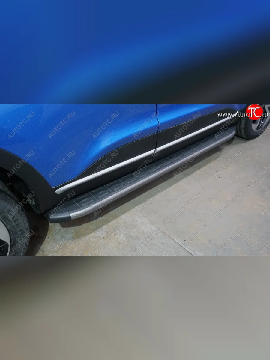 Пороги алюминиевые с пластиковой накладкой ТСС Тюнинг Kaiyi X3 Pro (2023-2025) (карбон серые)  в Самаре Самарской области