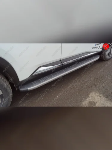 Пороги алюминиевые с пластиковой накладкой ТСС Тюнинг (карбон серые) Nissan X-trail 4 T33 дорестайлинг (2021-2025)