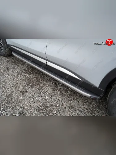 Пороги алюминиевые с пластиковой накладкой ТСС Тюнинг ( карбон серые) EXEED RX (2022-2025)