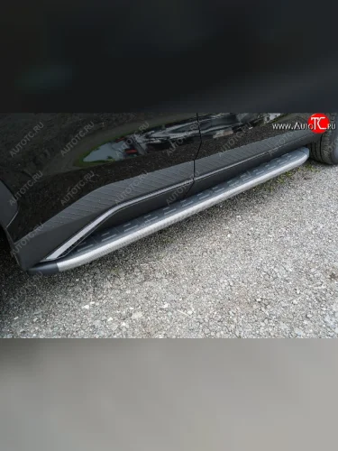 Пороги алюминиевые с пластиковой накладкой ТСС Тюнинг (карбон серые) Jetour Dashing (2022-2025)