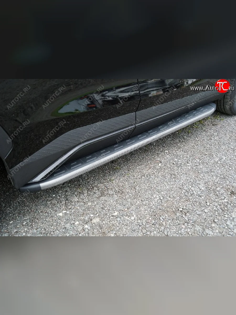 Пороги алюминиевые с пластиковой накладкой ТСС Тюнинг Jetour Dashing (2022-2025) (карбон серые)  с доставкой в г. Керчь