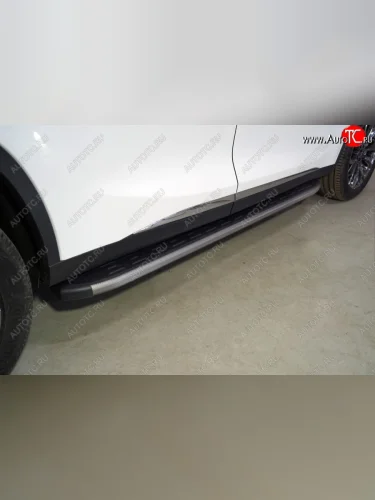 Пороги алюминиевые с пластиковой накладкой ТСС Тюнинг (карбон серые) EXEED TXL  дорестайлинг (2020-2021)