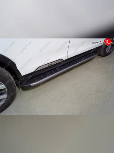 Пороги алюминиевые с пластиковой накладкой ТСС Тюнинг (карбон серые) GAC GS8 (2016-2023)