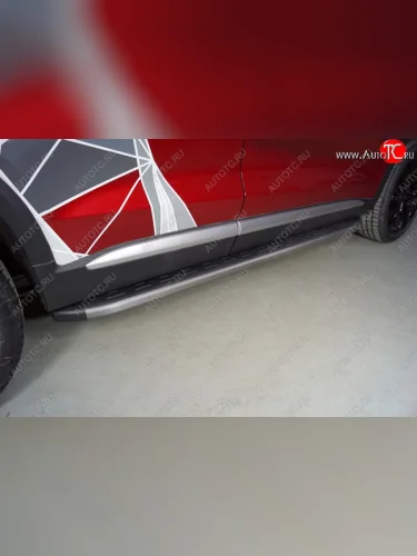 Пороги алюминиевые с пластиковой накладкой ТСС Тюнинг (карбон серые) Geely Tugella FY11,HPBA4 рестайлинг (2022-2025)