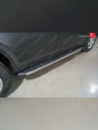 Пороги алюминиевые с пластиковой накладкой ТСС Тюнинг (карбон серые) Haval Dargo (2022-2025)