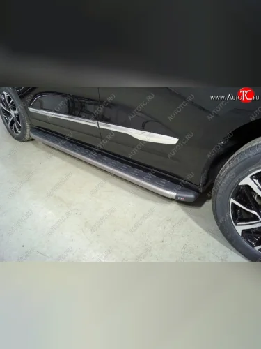 Пороги алюминиевые с пластиковой накладкой ТСС Тюнинг (карбон серые) Haval Jolion дорестайлинг (2020-2024)