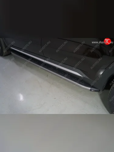 Пороги алюминиевые с пластиковой накладкой ТСС Тюнинг (карбон серые) KIA Sorento MQ4 (2020-2022)