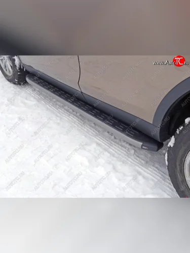 Пороги алюминиевые с пластиковой накладкой ТСС Тюнинг (карбон серые) Land Rover Discovery Sport L550 дорестайлинг (2014-2019)