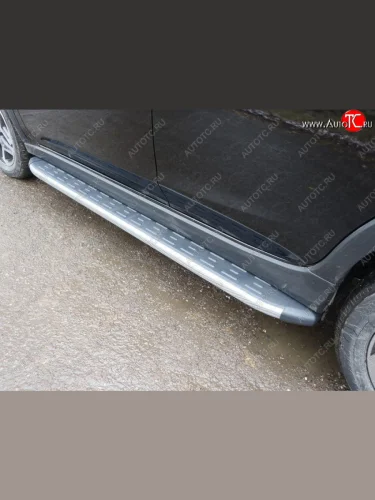 Пороги алюминиевые с пластиковой накладкой ТСС Тюнинг (карбон серые) Subaru XV GT/G24 дорестайлинг (2017-2021)