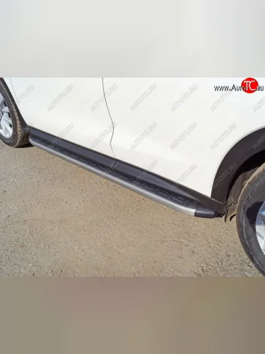 Пороги алюминиевые с пластиковой накладкой ТСС Тюнинг (карбон серые) INFINITI Qx50 J55 (2017-2022)