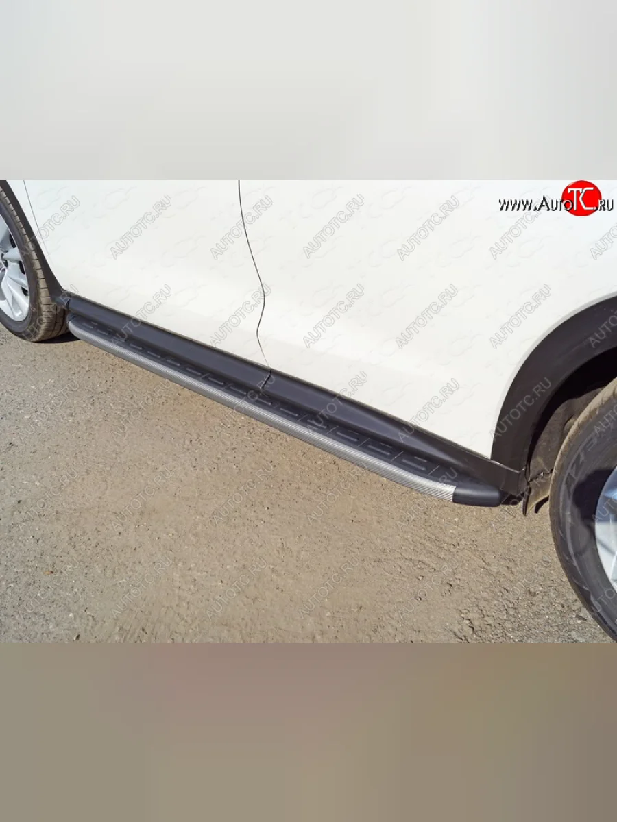 Пороги алюминиевые с пластиковой накладкой ТСС Тюнинг INFINITI Qx50 J55 (2017-2022) (карбон серые)  в Керчи Республика Крым