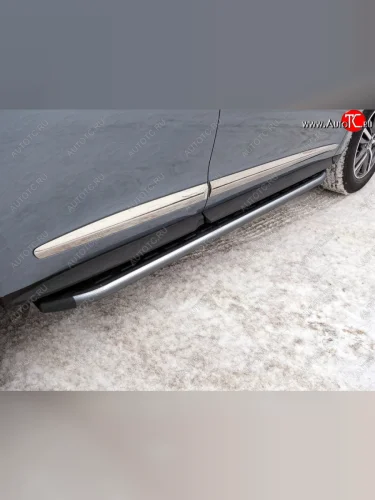 Пороги алюминиевые с пластиковой накладкой ТСС Тюнинг (карбон серые) INFINITI QX60 L50 рестайлинг (2016-2021)