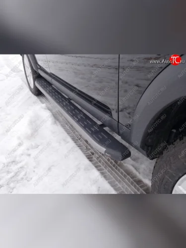 Пороги алюминиевые с пластиковой накладкой ТСС Тюнинг (карбон серые) Land Rover Discovery 4 L319 (2009-2016)