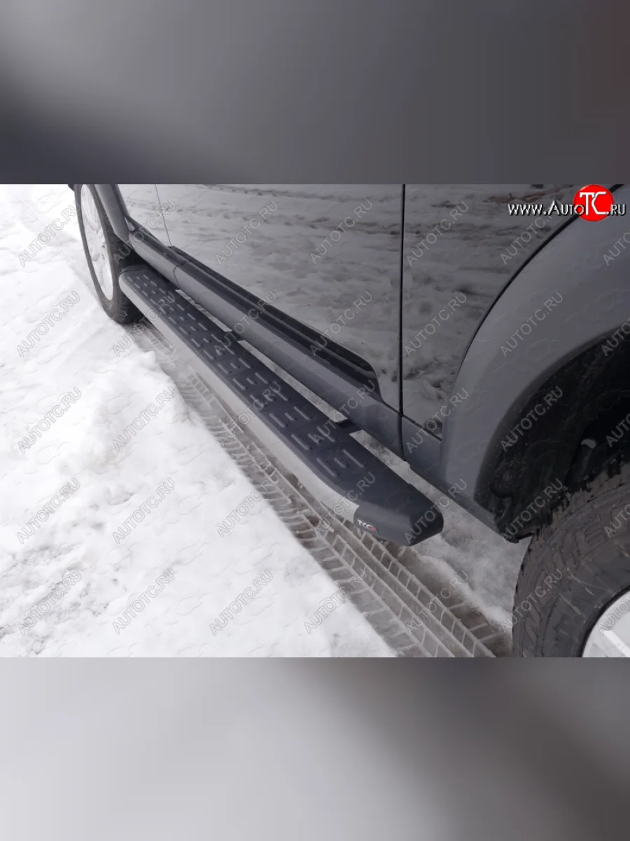 Пороги алюминиевые с пластиковой накладкой ТСС Тюнинг Land Rover Discovery 4 L319 (2009-2016) (карбон серые)  в Перми Пермском крае