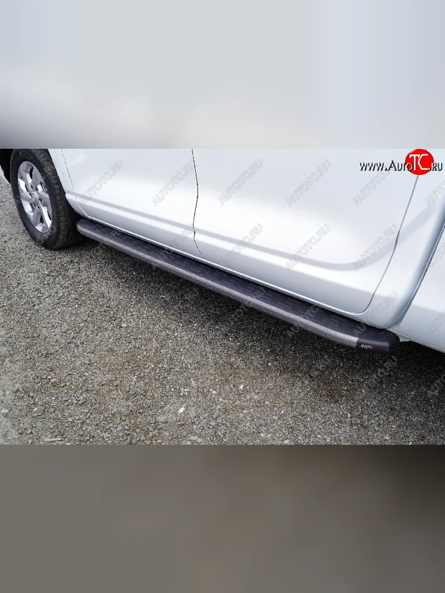 Пороги алюминиевые с пластиковой накладкой ТСС Тюнинг Changan Hunter Plus пикап (2022-2025) (карбон серые)  в Воронеже Воронежской области