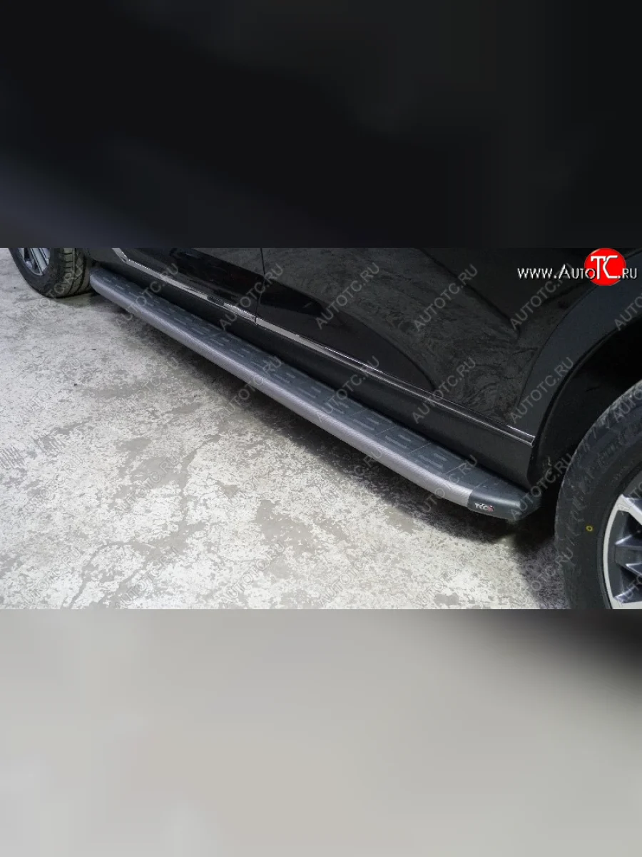 Пороги алюминиевые с пластиковой накладкой ТСС Тюнинг GAC GS8 (2016-2023) (карбон серые)  в Керчи Республика Крым