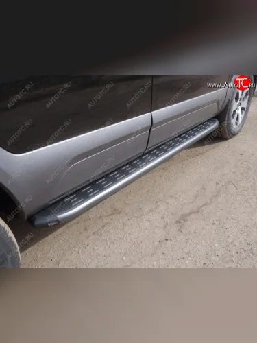 Пороги алюминиевые с пластиковой накладкой ТСС Тюнинг (карбон серые) KIA Mohave HM рестайлинг (2017-2020)