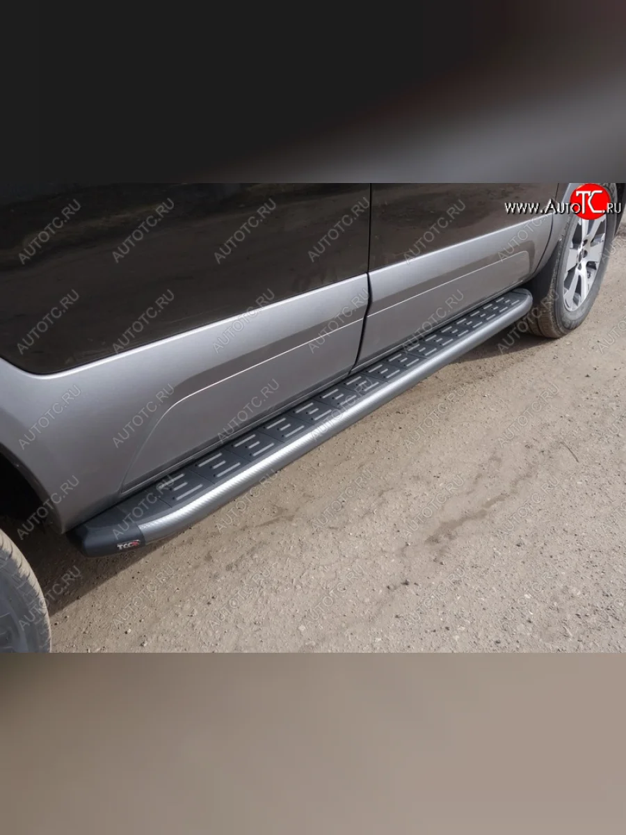 Пороги алюминиевые с пластиковой накладкой ТСС Тюнинг KIA Mohave HM2 (2019-2022) (карбон серые)  в Керчи Республика Крым