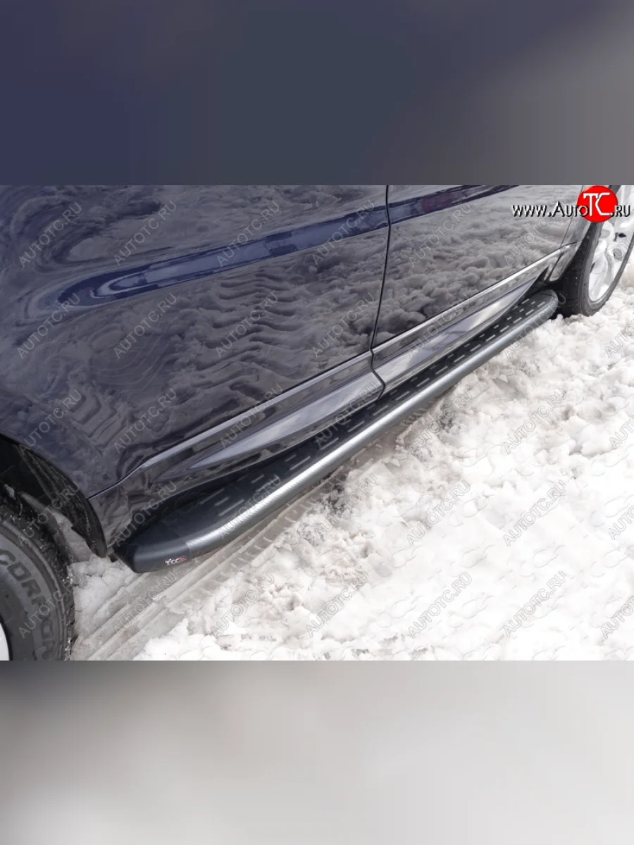 Пороги алюминиевые с пластиковой накладкой ТСС Тюнинг Land Rover Range Rover Sport 2 L494 дорестайлинг (2013-2017) (карбон серые)  в Самаре Самарской области