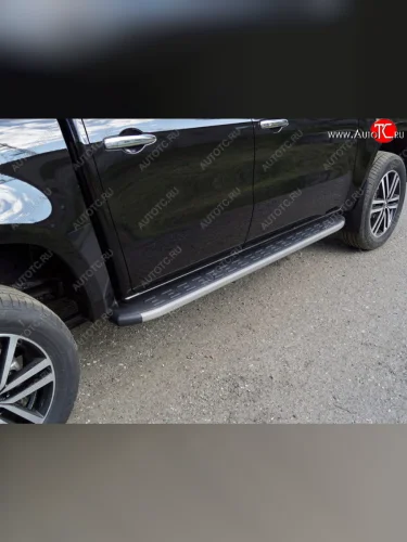 Пороги алюминиевые с пластиковой накладкой ТСС Тюнинг (карбон серые) Mercedes-Benz X class W470 (2017-2020)