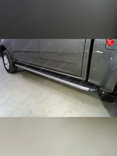 Пороги алюминиевые с пластиковой накладкой ТСС Тюнинг (карбон серые) Great Wall Wingle 7 пикап (2018-2023)