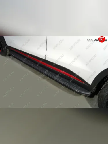 Пороги алюминиевые с пластиковой накладкой ТСС Тюнинг (карбон черные) Omoda C5 (2021-2025)