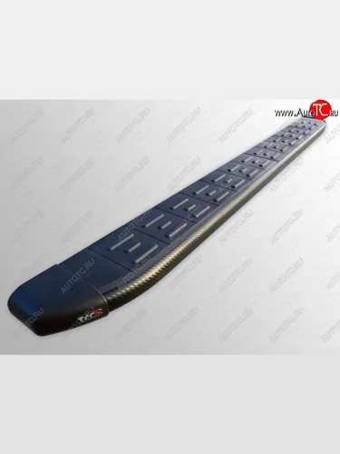 Пороги алюминиевые с пластиковой накладкой ТСС Тюнинг (карбон черные) Ford Explorer U502 дорестайлинг (2010-2016)