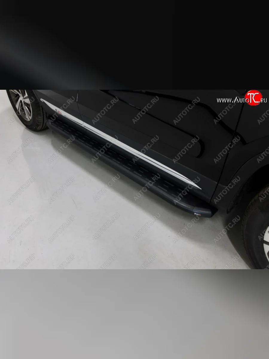 Пороги алюминиевые с пластиковой накладкой ТСС Тюнинг Changan CS75 1-ый рестайлинг (2018-2022) (карбон черные)  в Керчи Республика Крым