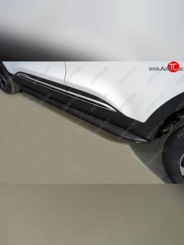 Пороги алюминиевые с пластиковой накладкой ТСС Тюнинг (карбон черные) Chery Tiggo 4 Pro (2021-2025)
