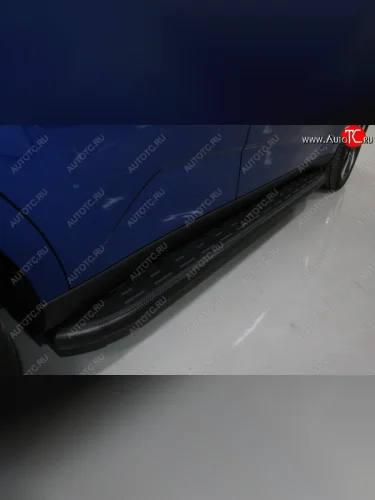 Пороги алюминиевые с пластиковой накладкой ТСС Тюнинг (карбон черные) KIA Soul SK3 (2018-2022)