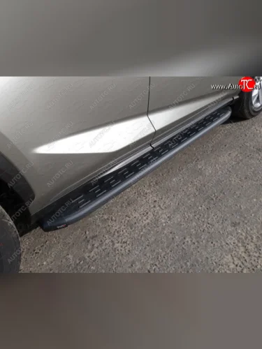 Пороги алюминиевые с пластиковой накладкой кроме F-Sport ТСС Тюнинг (карбон черные) Lexus NX200 Z10 рестайлинг (2017-2021)